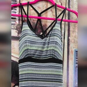 Black And Yellow Strappy Midi Sundress With Soft Comfortable Fabric